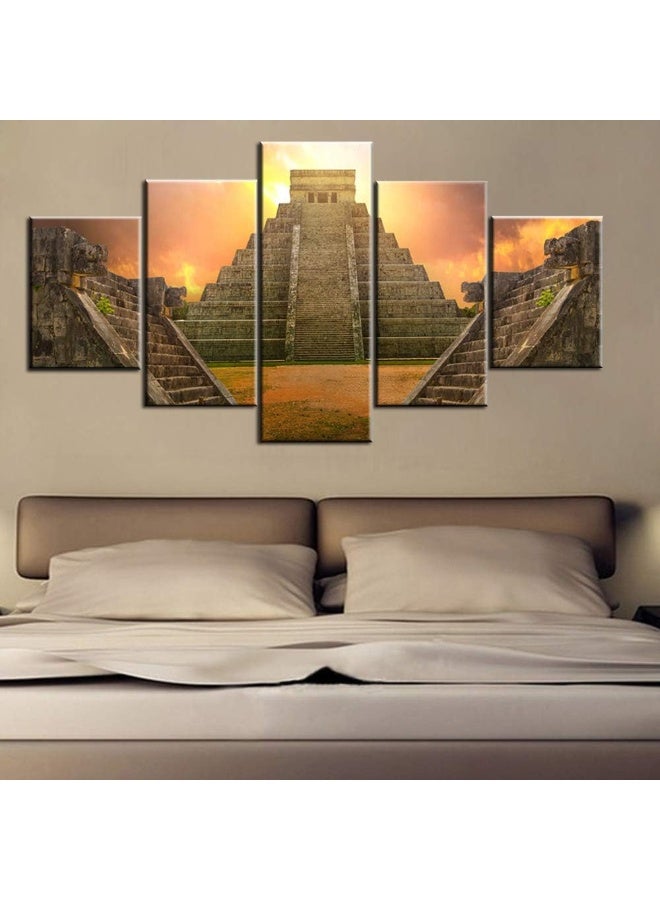 Home Trove Tumovo 5 Piece Aztec Pictures 60''W X 32''H Red  - Image 4