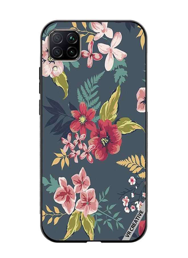 VR CREATIVE غطاء حماية واقٍ لهاتف هواوي نوفا 7i/P40 لايت بتصميم زهرة رمادية متعدد الألوان  - Image 1