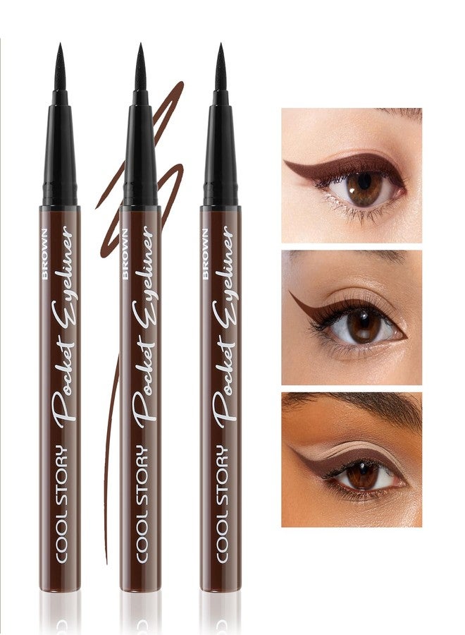 Boobeen 3pcs Waterproof Liquid Eyeliner, Black And Brown Eyeliner Pencil, Long-Lasting Eye Liner With Quick Dry Formula For All Day Eye Makeup - Image 2