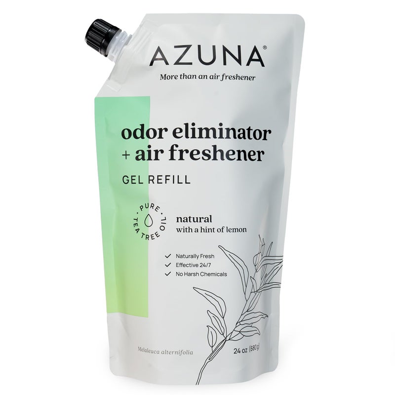 Azuna All-Natural Odor Remover Gel Refill Pouch | Air Purifier with Tea Tree Oil | Plant-Based & Long Lasting | For Pet Odors, Smoke & Strong Odors | Natural Scent, 24 oz - Image 1