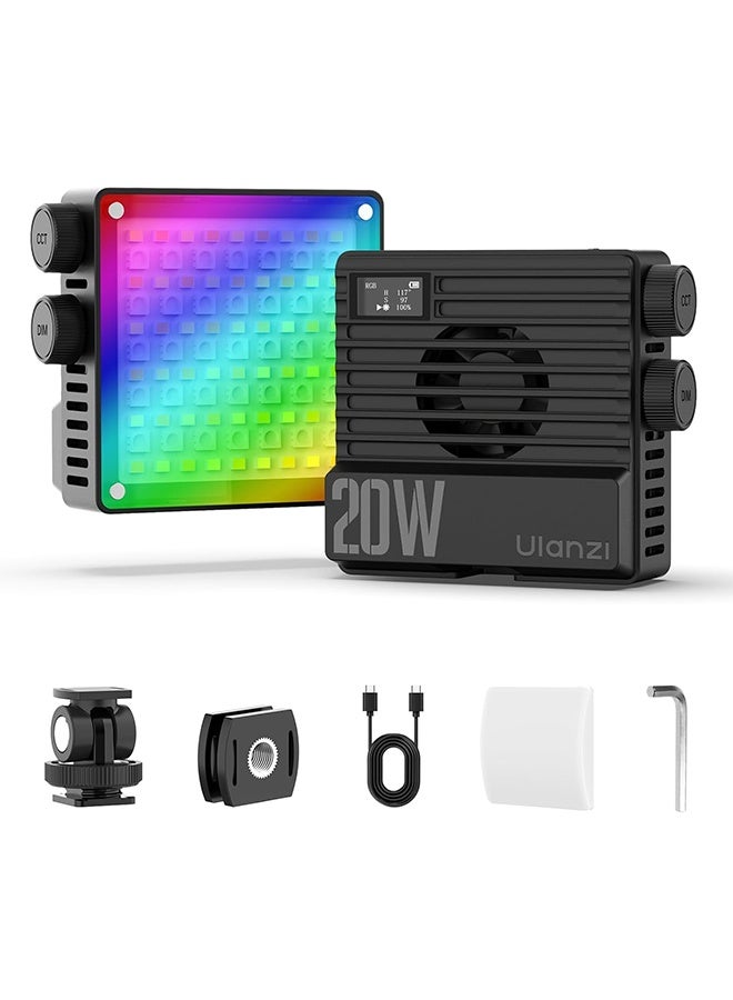 ULANZI LE20 RGB Video Light, 20W Pocket Camera Light, 2500-9000K CRI 95+ 20 Scene 360° Full Color Portable Photography Video Lighting Mini LED Fill Light for YouTube, TikTok, 5000mAh Rechargeable - Image 1