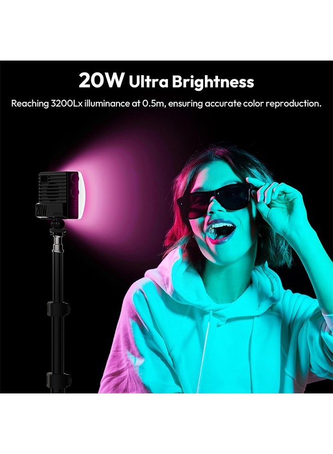 ULANZI LE20 RGB Video Light, 20W Pocket Camera Light, 2500-9000K CRI 95+ 20 Scene 360° Full Color Portable Photography Video Lighting Mini LED Fill Light for YouTube, TikTok, 5000mAh Rechargeable - Image 5