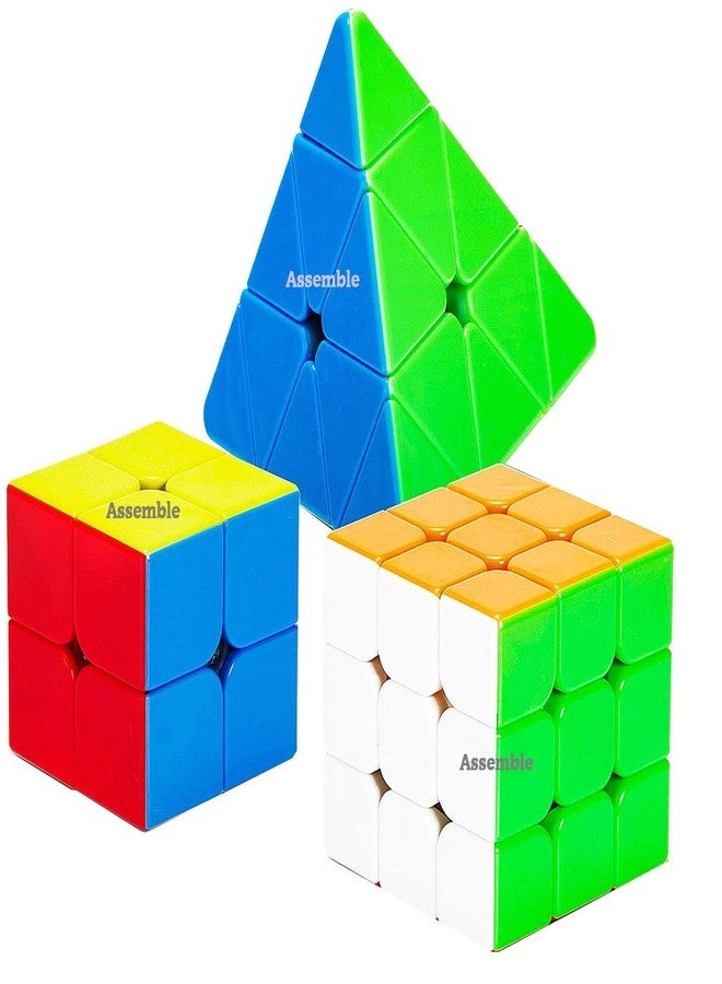 اسمبل مجموعة مكعبات أحجية هرمية مثلثة الشكل، تتضمن مكعب 2×2 بدون ملصقات، ومكعب 3×3. - Image 1