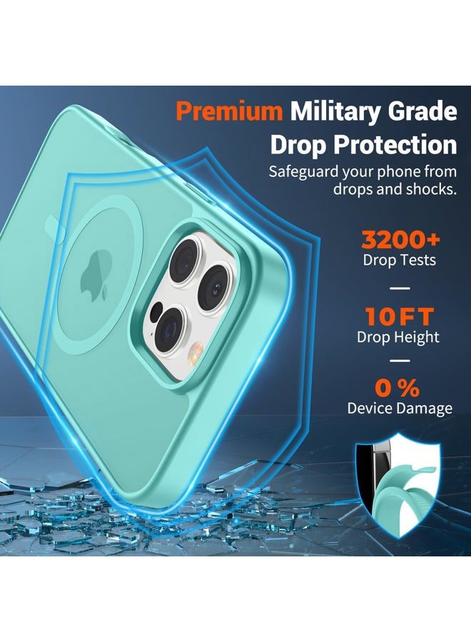 SUPFINE Magnetic for iPhone 16 Pro Case (Compatible with MagSafe) (Military Grade Drop Protection) Slim Translucent Matte Shockproof with Anti-Fingerprint Phone Case, Blue Green - Image 3