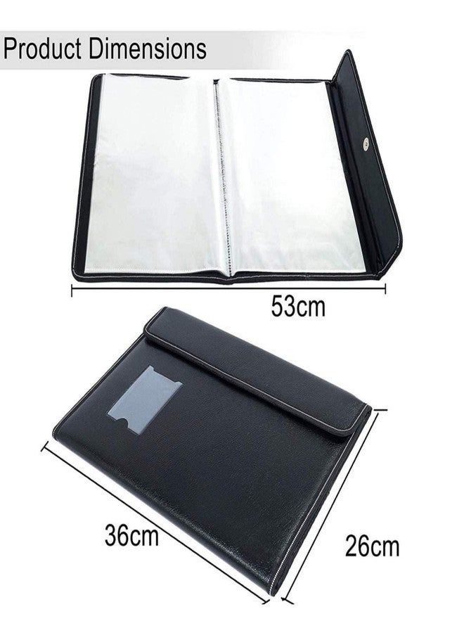 ANG PU Leather Multipurpose Document File Folder for Certificate A4 Size Executive Document Organizer File - Black (10 Sleeves 1 PCS) - Image 2