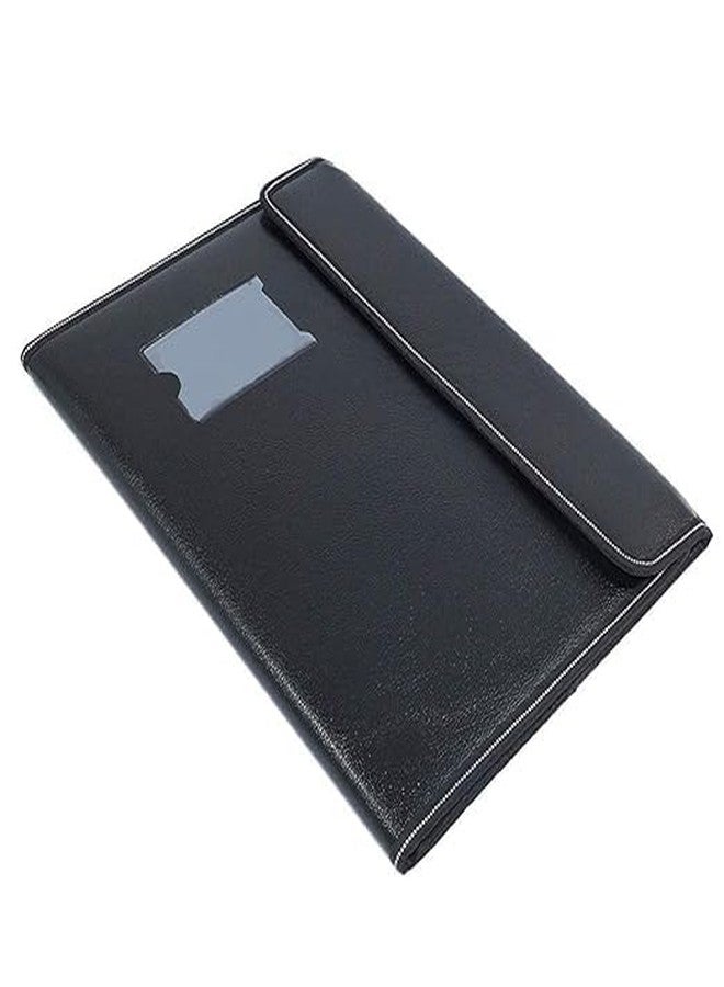 ANG PU Leather Multipurpose Document File Folder for Certificate A4 Size Executive Document Organizer File - Black (10 Sleeves 1 PCS) - Image 1