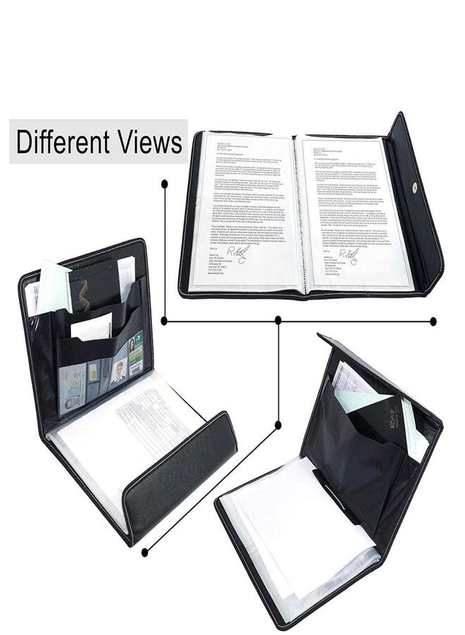 ANG PU Leather Multipurpose Document File Folder for Certificate A4 Size Executive Document Organizer File - Black (10 Sleeves 1 PCS) - Image 3