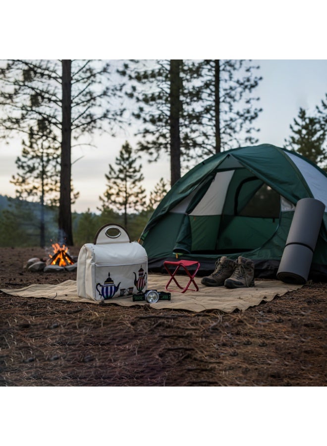 حقيبة تبريد بيج 36×20×32 سم - حقيبة خارجية معزولة ومتينة للمشي لمسافات طويلة والسفر والنزهات ومعدات المغامرة - Image 3