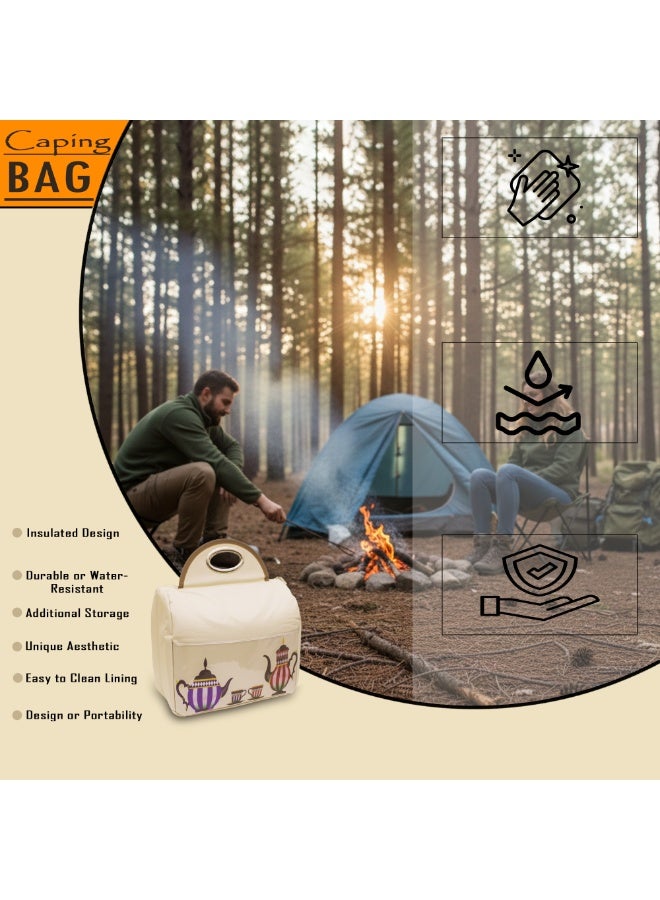 حقيبة تبريد بيج 36×20×32 سم - حقيبة خارجية معزولة ومتينة للمشي لمسافات طويلة والسفر والنزهات ومعدات المغامرة - Image 2