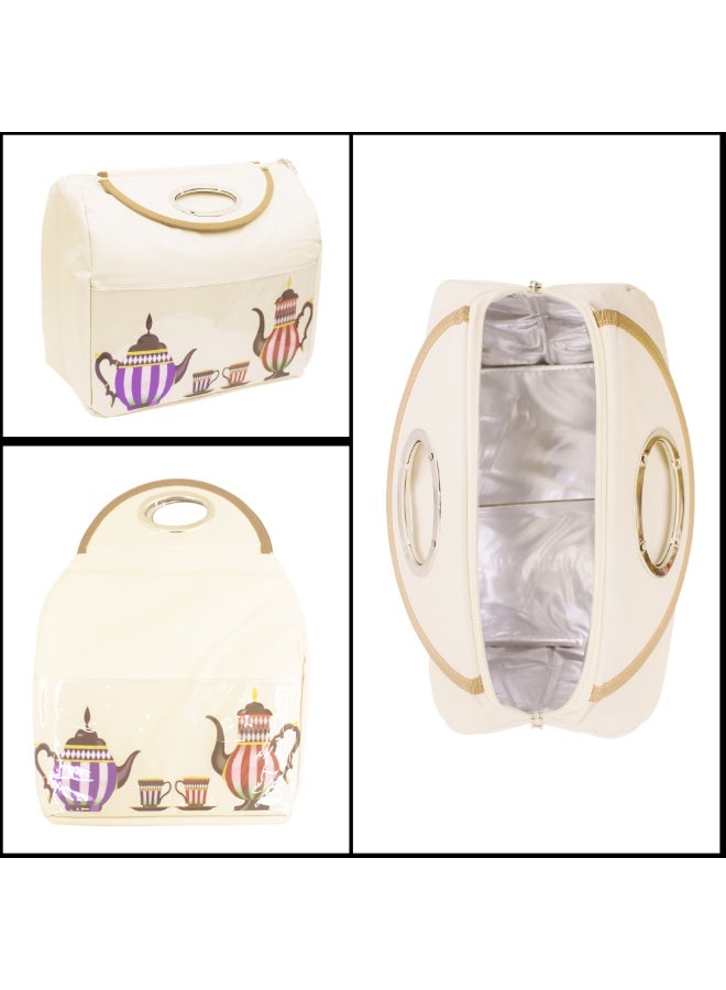 حقيبة تبريد بيج 36×20×32 سم - حقيبة خارجية معزولة ومتينة للمشي لمسافات طويلة والسفر والنزهات ومعدات المغامرة - Image 4