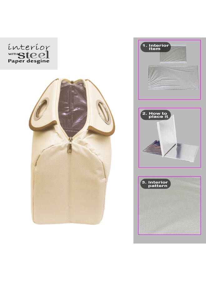 حقيبة تبريد بيج 36×20×32 سم - حقيبة خارجية معزولة ومتينة للمشي لمسافات طويلة والسفر والنزهات ومعدات المغامرة - Image 5