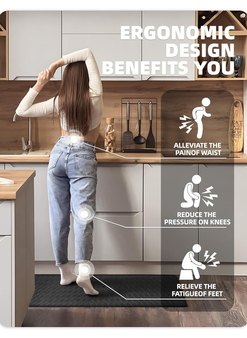 YIM-VIBEHAUS - Anti Fatigue Floor Mat Multifunctional Kitchen Mat, Kitchen Carpet for Kitchen, Office, Garage, Sink, Laundry (Black 45 x 120 cm) - Image 1