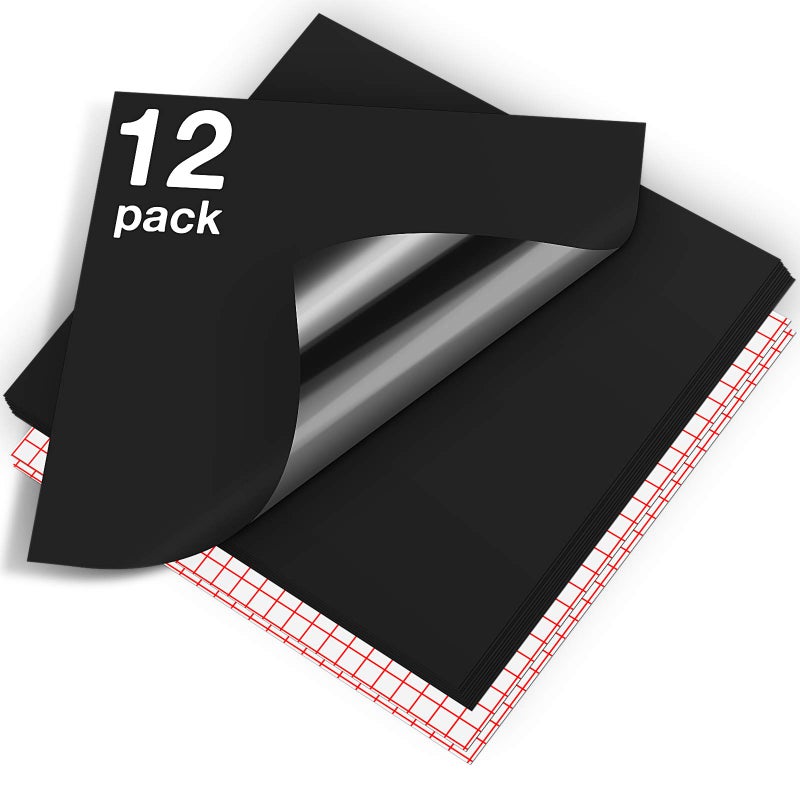 HTVRONT Black Permanent Vinyl 12 Pack Black Vinyl for Cricut  10 Black Vinyl Sheets 12 x 12  2 Transfer Tape Sheets for Party Decoration Sticker Craft Cutter Car Decal Matte