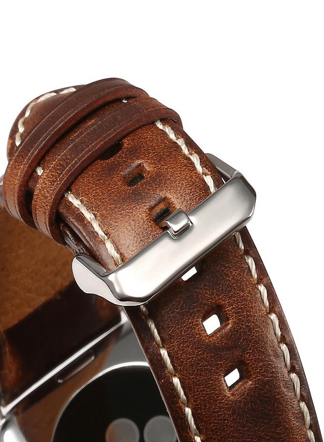 EDIMENS Leather Bands Compatible with Apple Watch 49mm 45mm 42mm 44mm Band Men Women, Vintage Genuine Leather Wristband Replacement Band Compatible for Apple Watch iwatch Series 8 7 6 5 4 3 2 1 SE2 SE - Image 5