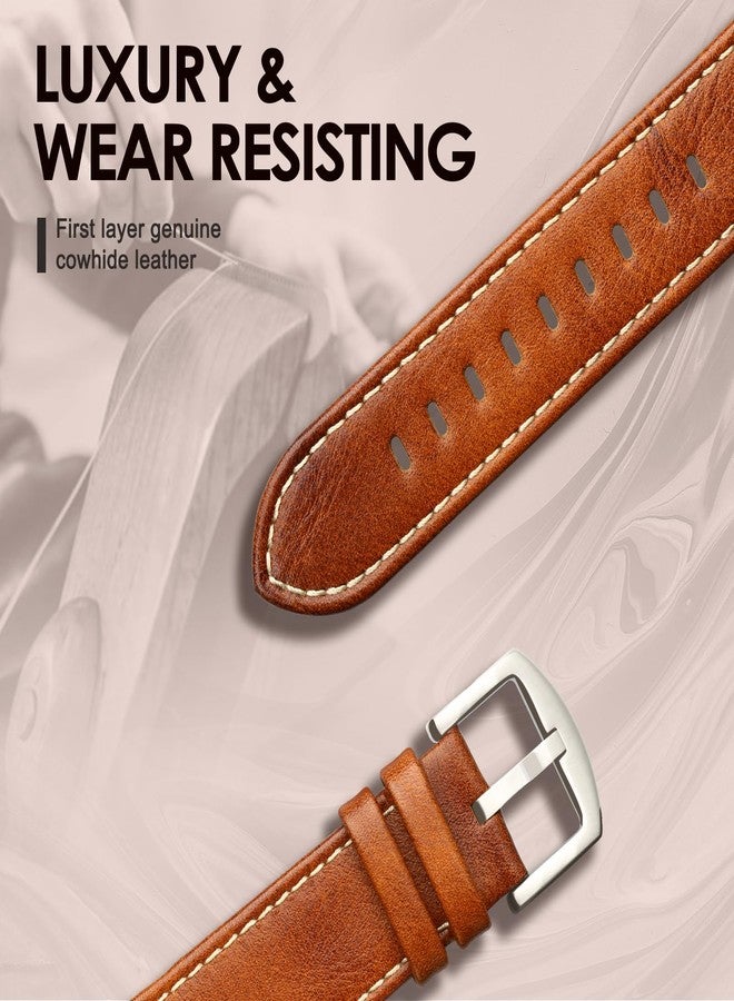 EDIMENS Leather Bands Compatible with Apple Watch 49mm 45mm 42mm 44mm Band Men Women, Vintage Genuine Leather Wristband Replacement Band Compatible for Apple Watch iwatch Series 8 7 6 5 4 3 2 1 SE2 SE - Image 3