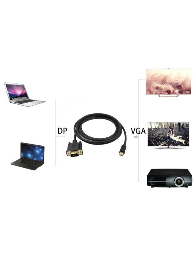 نيبمينينت 1.8M DP To VGA HD-15 Male Cable Black - Image 2