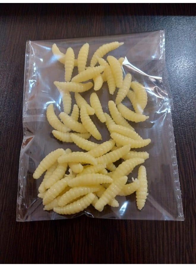 ماي سوق - طقم طُعم صيد اصطناعي مضيء في الظلام (جمبري ويرقات)، سيليكون ناعم وعالي المرونة لجذب الأسماك - 50 قطعة - Image 3