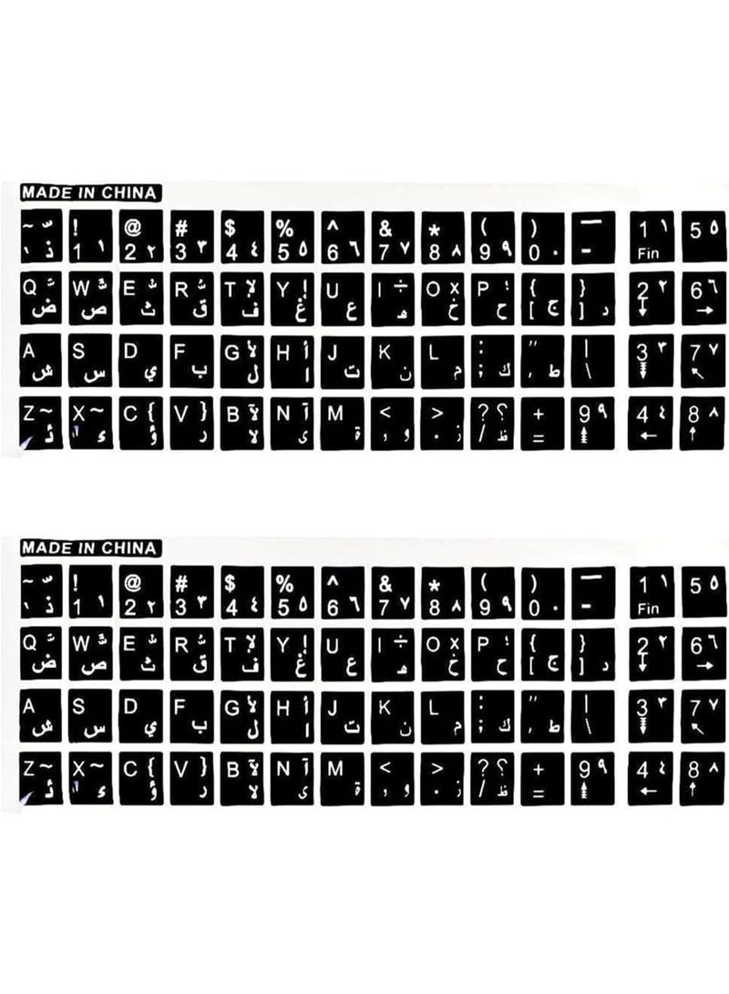 2 pieces Arabic English keyboard letters stickers for laptops, black - Image 1