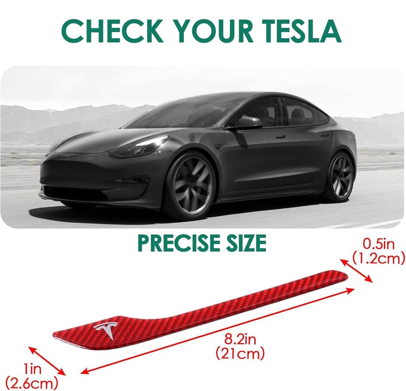 ONKENTET 4PCS Door Handle Cover Compatible with Tesla Model 3 (2019-2025) Highland Model Y (2020-2026) Juniper Real Carbon Fiber 3D Sticker Wrap Covers Exterior Trim Door Sill Protector Accessories (Red) - Image 3