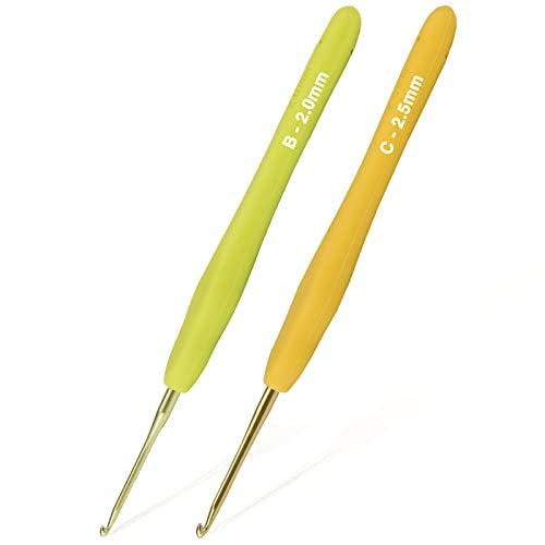 YOJOB 2Pack Size B / 2mm, C / 2.5mm Crochet Hooks, Super Smooth & Ergonomic for Beginner and Advanced (2.0mm, 2.5mm) - Image 1