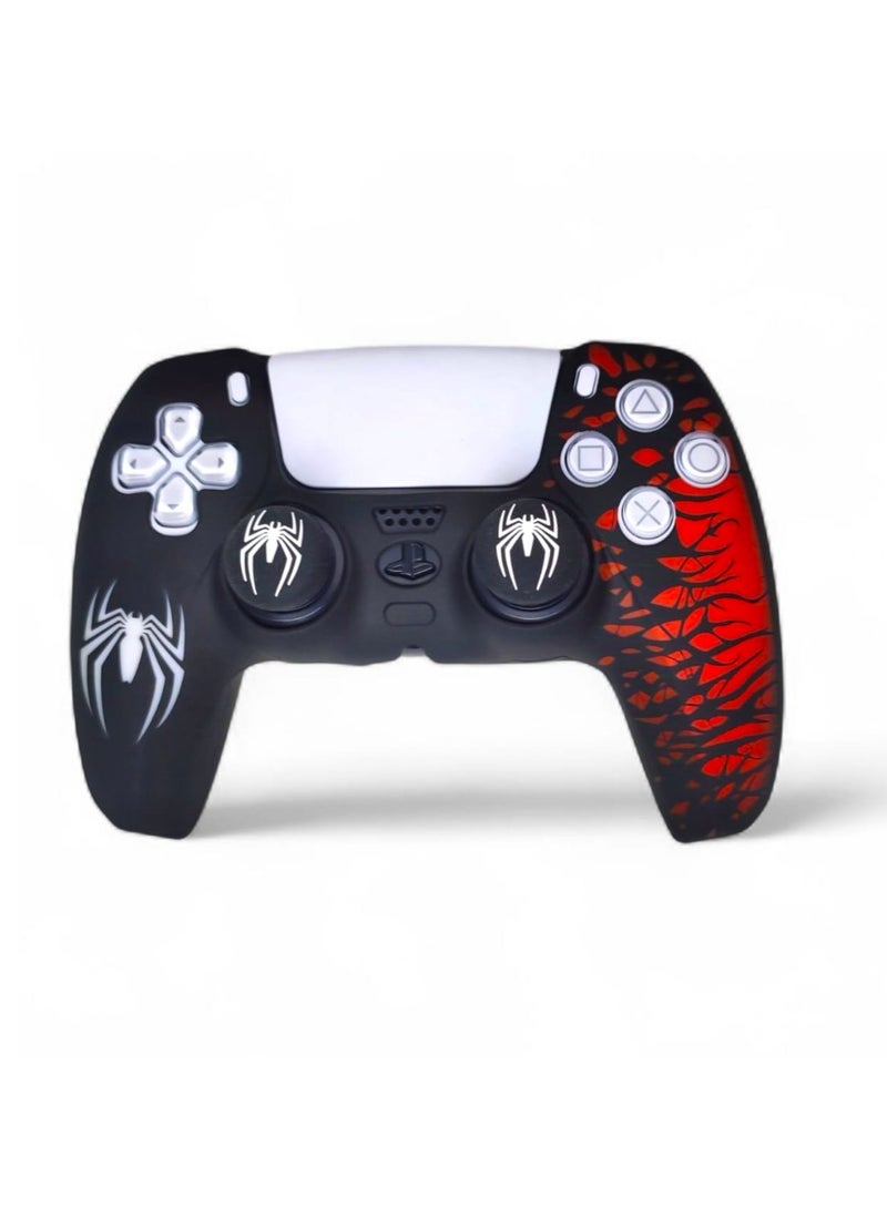 Spider Edition PS5 Controller Skin – Black & Red Silicone Cover  - Image 1