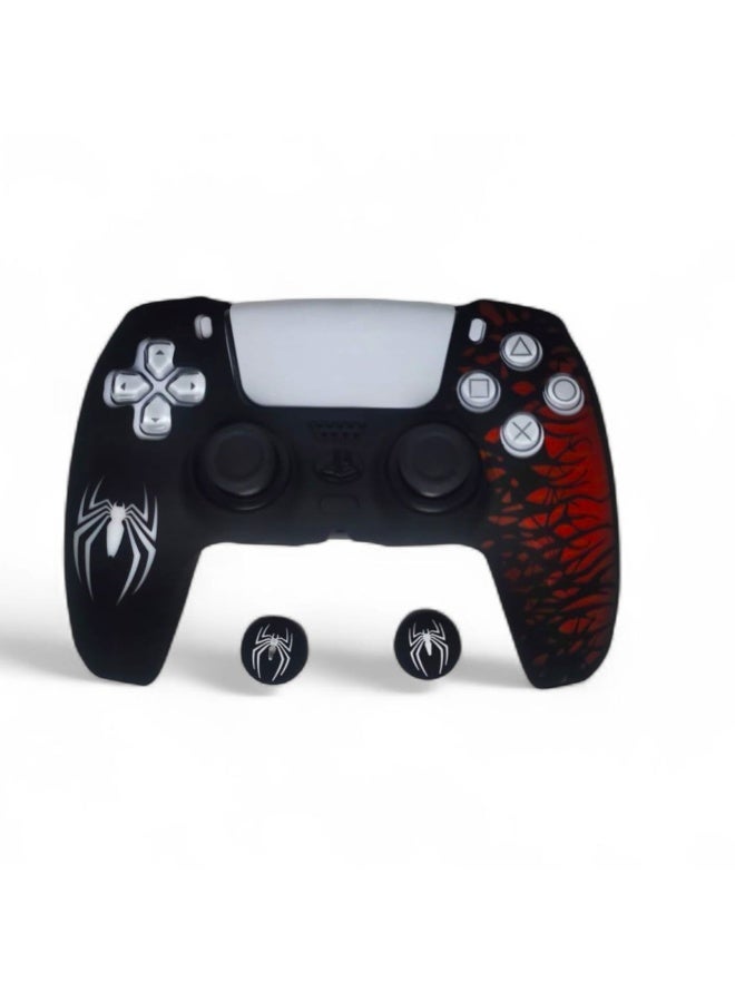 غطاء تحكم PS5 إصدار سبايدر – سيليكون أسود وأحمر بتصميم عنكبوت - Image 1