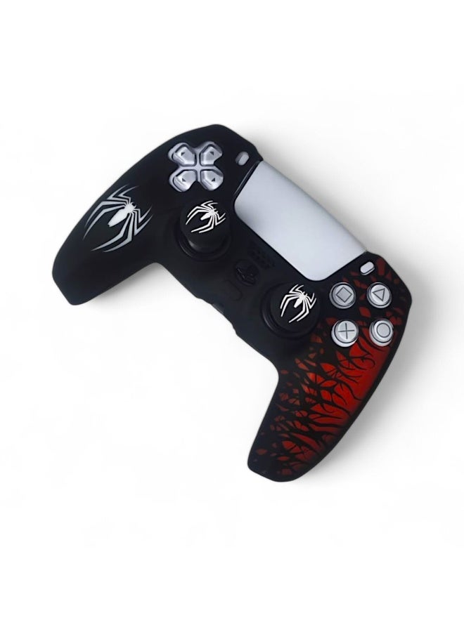 غطاء تحكم PS5 إصدار سبايدر – سيليكون أسود وأحمر بتصميم عنكبوت - Image 4