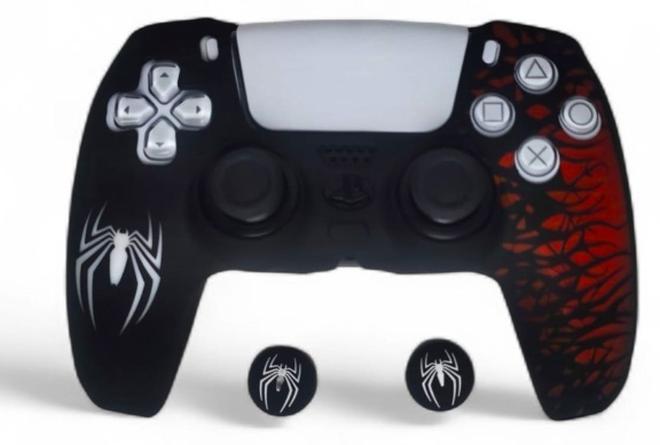 Spider Edition PS5 Controller Skin – Black & Red Silicone Cover - Image 1
