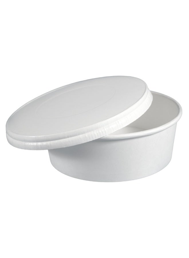 Disposable Kraft Paper Bowls with Lids [750 ML/25 Oz], Round Shape Containers with Covers - Image 1