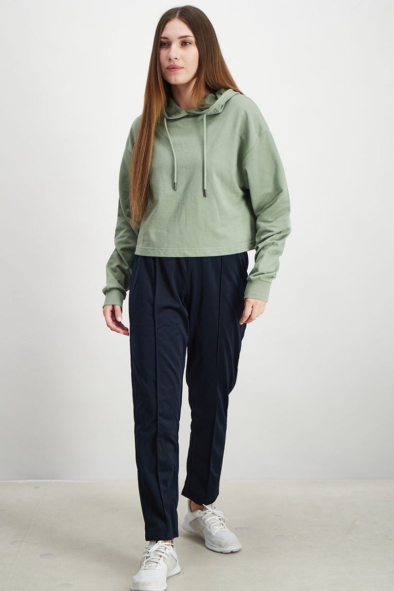 XOXO Women Hood With Drawstring Plain Sweatshirt, Olive - Image 3