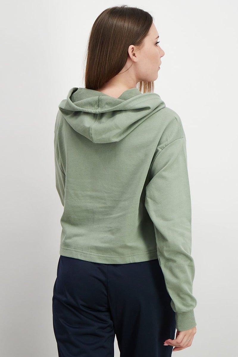 XOXO Women Hood With Drawstring Plain Sweatshirt, Olive - Image 2