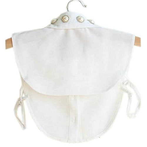 Joyci Stylish Pearl Peter Pan Fake Collar Detachable White Shirt Dickey False Collar (White) - Image 3