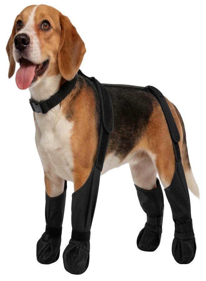 LETSQK Anti-Slip & Fall Dog Suspender Boots, Waterproof Adjustable Dog Shoes for Small Dogs, Dog Rain Boots Pet Paw Protector Recovery Booties for Outdoor Walking Rainy Snow Hiking, Black S