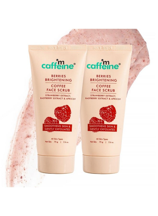 إم كافيين مقشر الوجه بالقهوة من mCaffeine Berries Brightening للحصول على بشرة متوهجة | يقشر البشرة بلطف وينعمها ويحسن لونها | يزيل السمرة والجلد الميت | مقشر الوجه غير المجفف لإزالة السمرة للنساء والرجال - عبوة من قطعتين - 75 جرام - Image 1