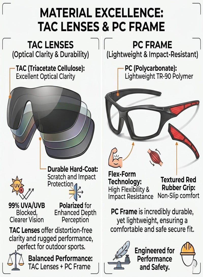 THUGFIT Pro-Fit Performance Eyewear – Sleek Wrap Design with Red Grip Accents Sunglass - Image 5