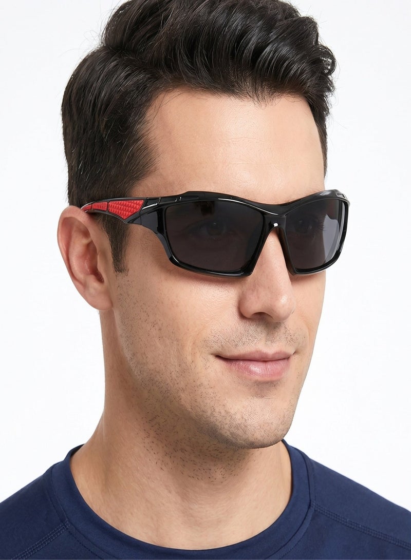 THUGFIT Pro-Fit Performance Eyewear – Sleek Wrap Design with Red Grip Accents Sunglass - Image 3