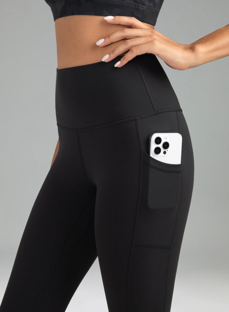 Generic Turkiye Leggings for Women with Pockets High Waisted, Soft Gym Athletic Workout Tummy Control Work Tights Yoga Pants with Side Phone Pockets Size S M L for Sports Exercise Running Color Black YOGA PANTS - Image 3