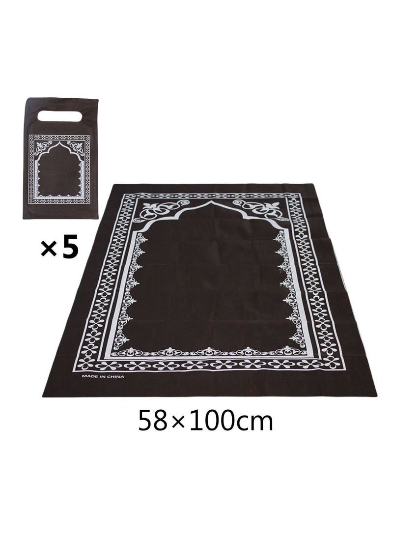5-PACKS Muslim Disposable Non-woven Prayer Rug, Folding Rug With Handbag 58*100cm (brown) 