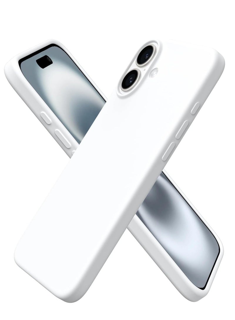 راكسوم جراب متوافق مع آيفون 16 بلس - غطاء سيليكون سائل ناعم مقاوم للصدمات مع بطانة من الألياف الدقيقة - حماية كاملة للجسم وحماية للكاميرا - 6.7 بوصة (أبيض، آيفون 16 بلس) - Image 1