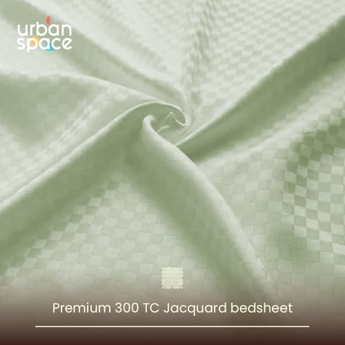 Urban Space 100% Cotton 300TC Jacquard bedsheets for King Size Bed, Pure Cotton Bedsheet King Bed, Checks bedsheet King Size with 2 Pillow Covers (108 x 108 Inches, Tea Green Cubes) - Image 4