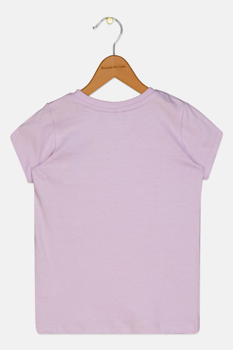 Disney تي شيرت قصير الأكمام بنات للأطفال بتصميم جرافيكي، ليلك - Image 2