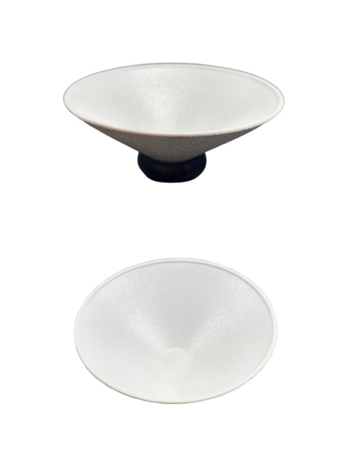 White Glass Serving Plate with Wooden Base – Modern Design, Perfect for Fruits or Desserts | Elegant Serving Piece (24.8 cm Length × 10 cm Height) - Image 2