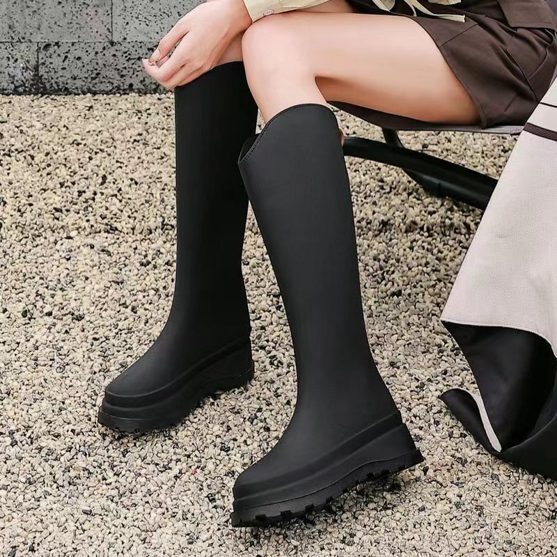 Soft-Soled Wear-Resistant Rain Boots Women'S Adult Fashion High-Rise Waterproof Rain Boots Lightweight Non-Slip Long Water Boots Inner Heightening Rubber Shoes - Image 5