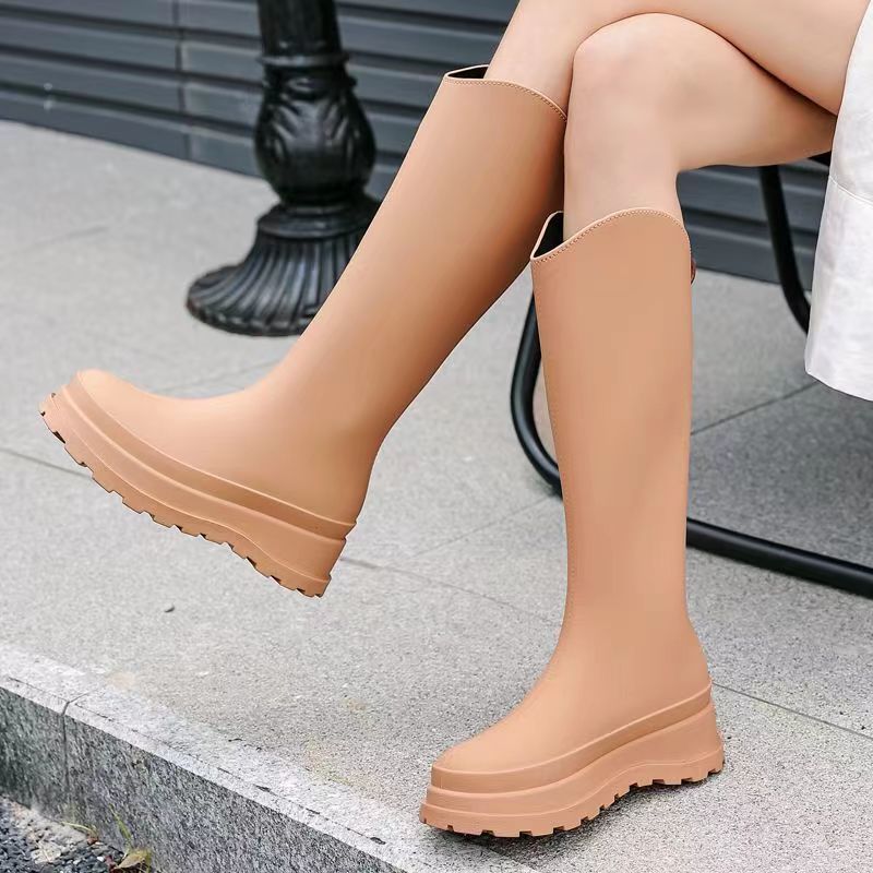 Soft-Soled Wear-Resistant Rain Boots Women'S Adult Fashion High-Rise Waterproof Rain Boots Lightweight Non-Slip Long Water Boots Inner Heightening Rubber Shoes - Image 2