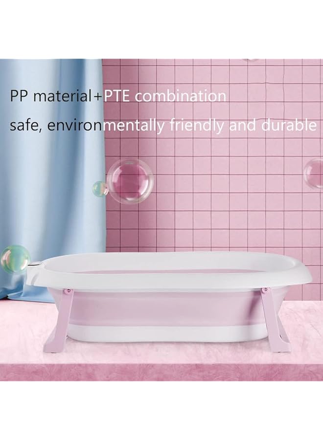 TRASSLE Foldable Baby Bath Tub Newborn Baby Tub With Soft Bath Mat And Real Time Water Temperature Display (Pink) - Image 3
