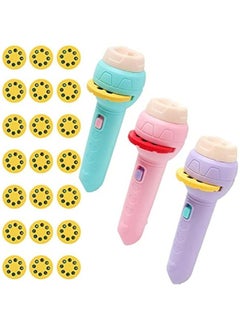 3 Sets Toddler Projection Flashlight, Flashlights for Kids, Flashlight Projector, Story Flashlight Slide Lamp Educational Learning Bedtime Night Light Toy Night Lamp with 56 Images for Kids Boys Gir