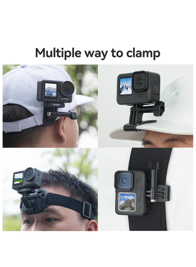 Head Strap Mount with Cap Clip, Quick Release Head Belt Mount Compatible with Go Pro Hero 11/10/9/8/7/6/5, Fusion, Max, DJI OSMO and Most Action Cameras Head Mount - Image 5