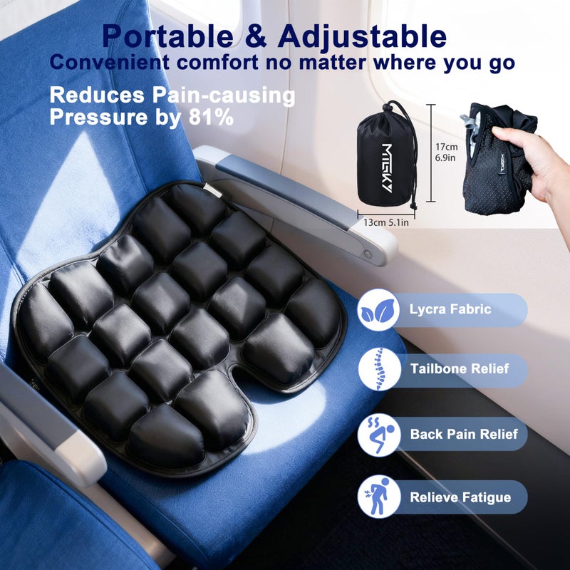 MTGKY Upgrade Travel Seat Cushion for Airplane,Portable&Adjustable Air Seat Cushion,Coccyx Tailbone Pain Relief Chair Pad,Inflatable Cushion for Wheelchair, Travel,Driving,Office Work - Image 3