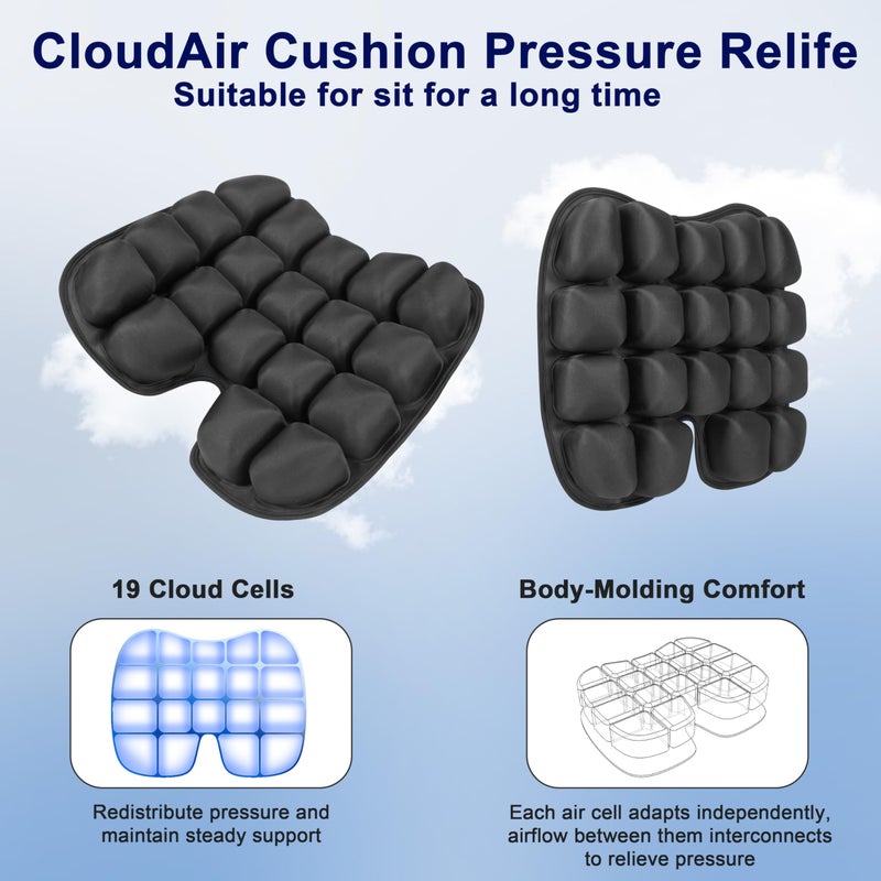 MTGKY Upgrade Travel Seat Cushion for Airplane,Portable&Adjustable Air Seat Cushion,Coccyx Tailbone Pain Relief Chair Pad,Inflatable Cushion for Wheelchair, Travel,Driving,Office Work - Image 2