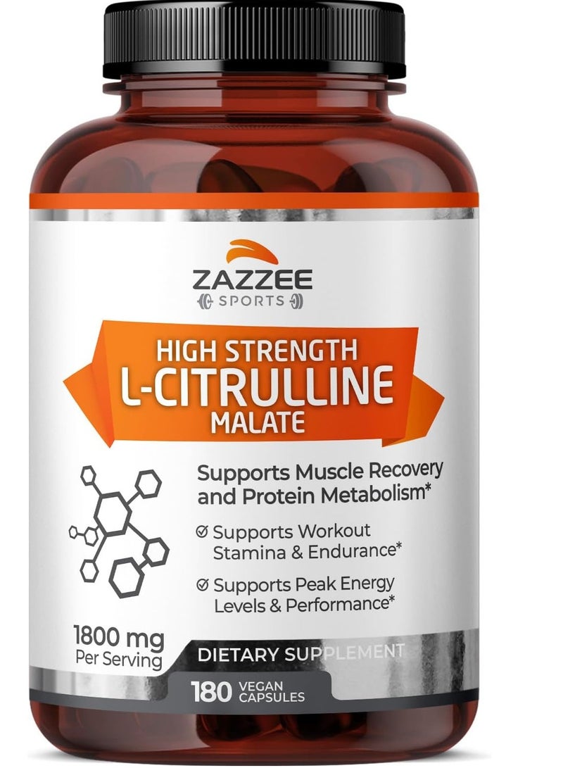 زازي مالات ل-سيترولين عالي القوة، 1800 ملغ لكل حصة، 180 كبسولة نباتية، إمداد لمدة 60 يومًا - Image 1